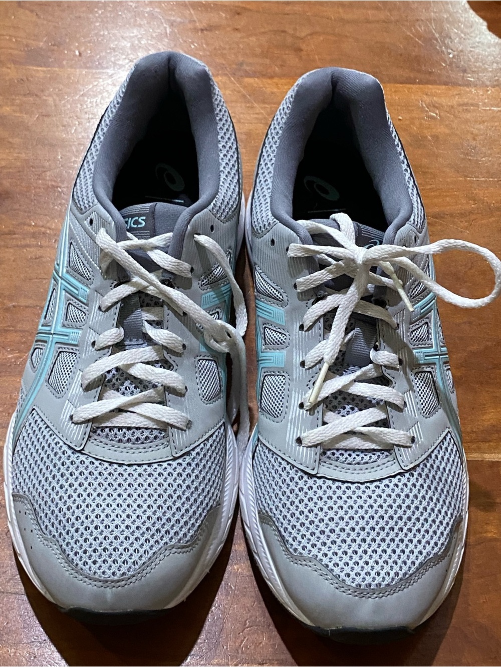 ASICS Light Gray and Mint Running Sneakers